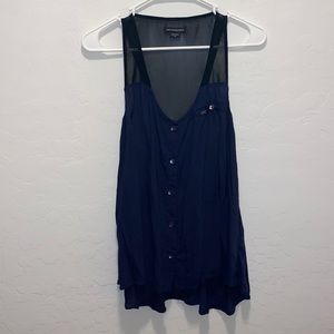 Obey Tank Top Women’s Navy Blue Button